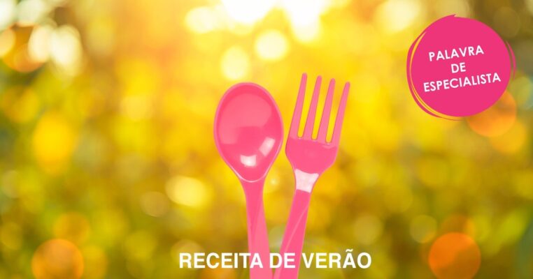 receita prática de verão com talheres rosa